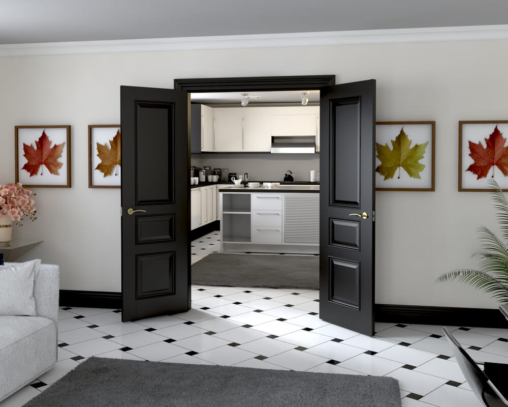 1276x2021x133mm Kent Black French Door Set