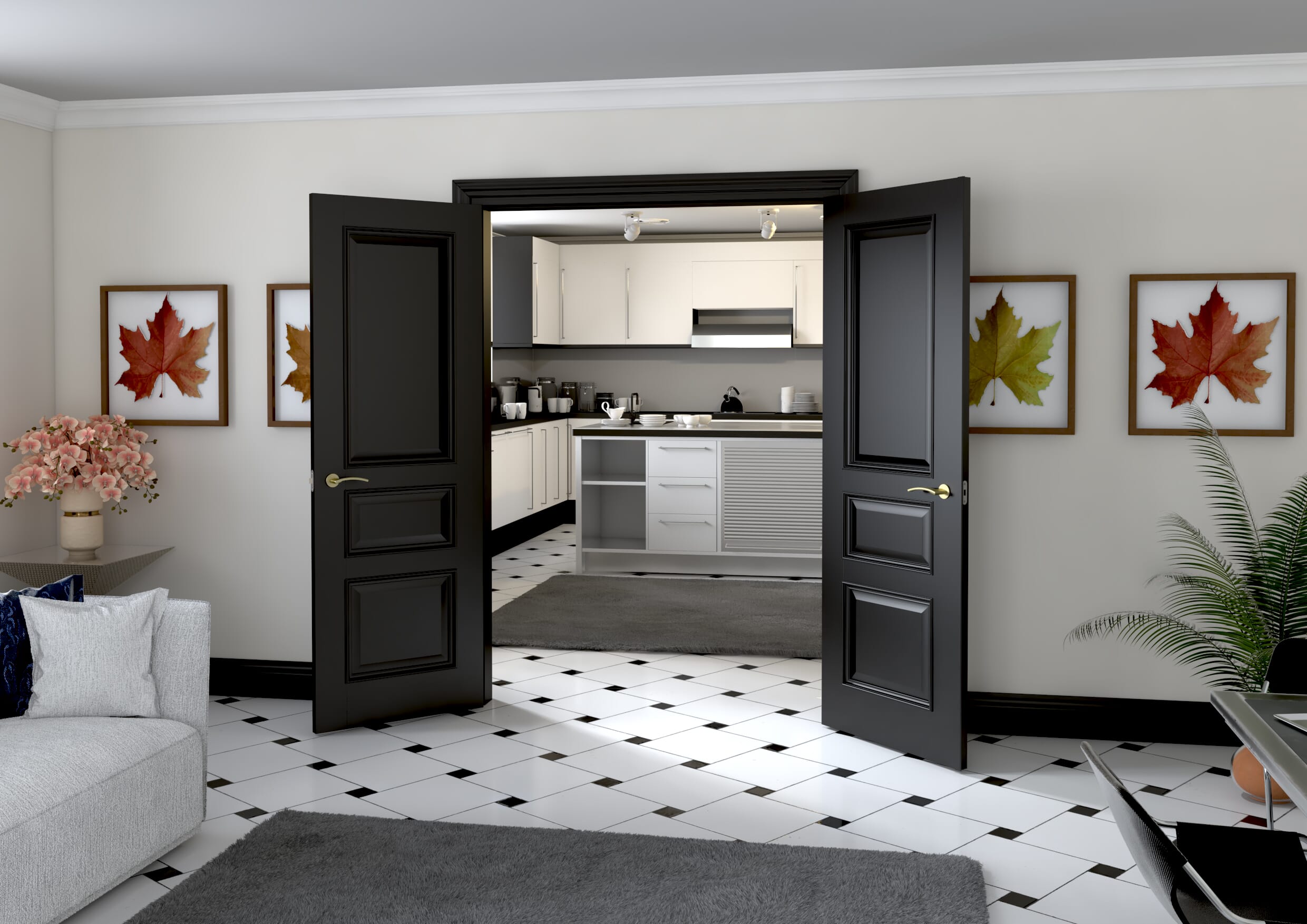 1426x2021x133mm Kent Black French Door Set