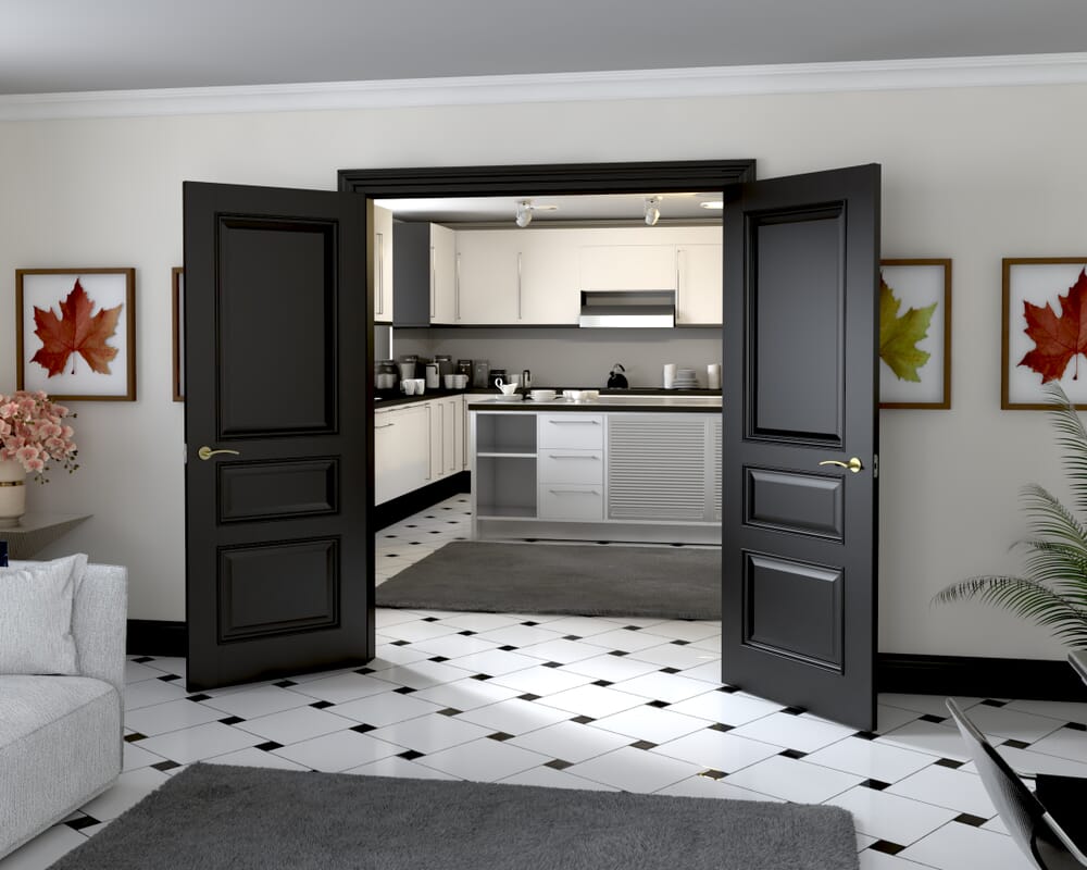 1580x2021x133mm Kent Black French Door Set