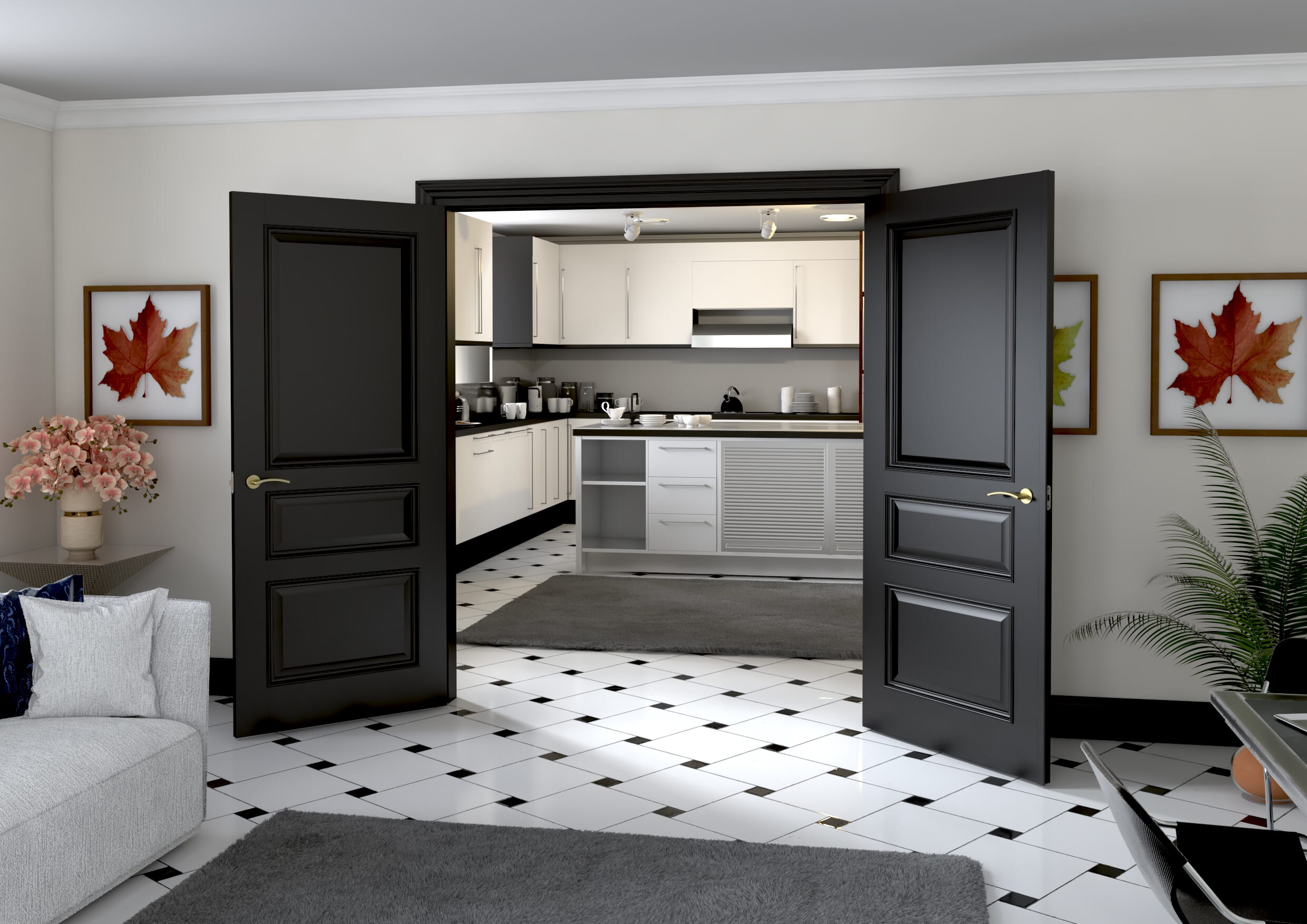 1732x2021x133mm Kent Black French Door Set