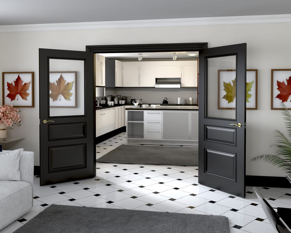 1732x2021x133mm Kent Black Clear Glazed French Door Set