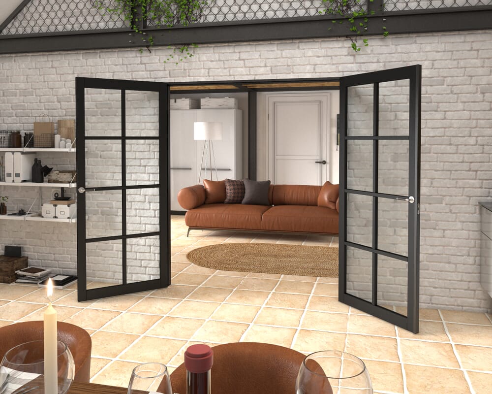 1732x2021x133mm Mayfair Black Clear Glazed French Door Set