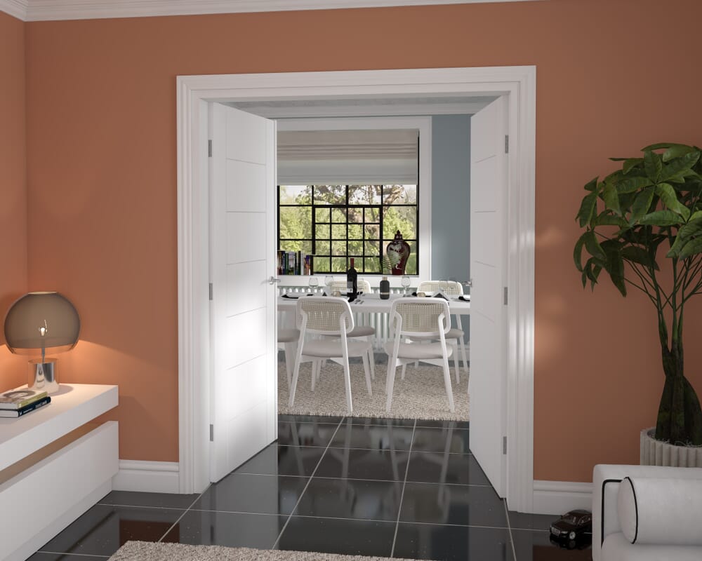 1580x2021x133mm Modern 7 Panel White French Door Set