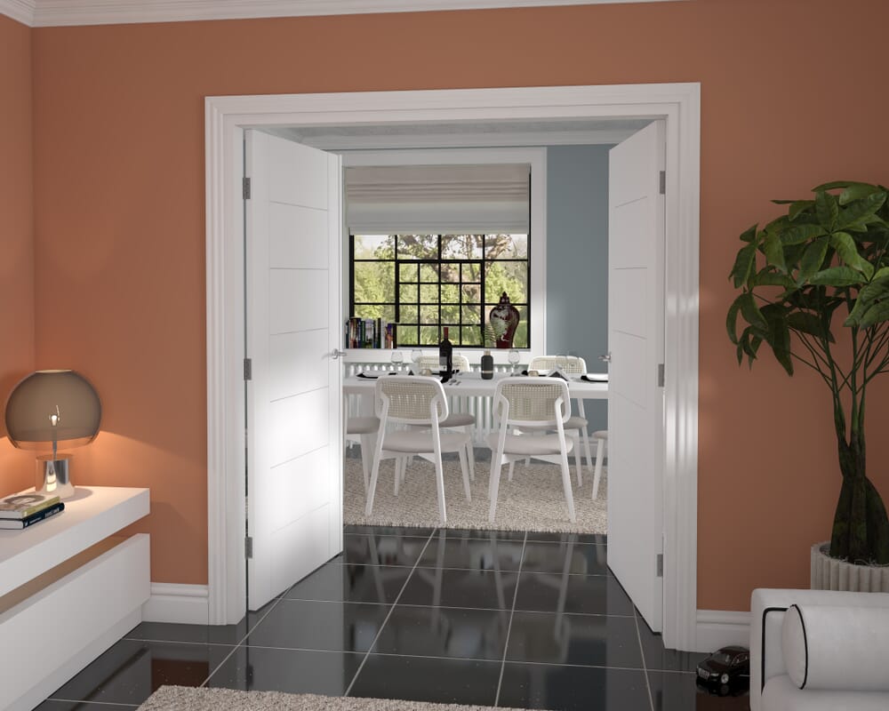 1732x2021x133mm Modern 7 Panel White French Door Set