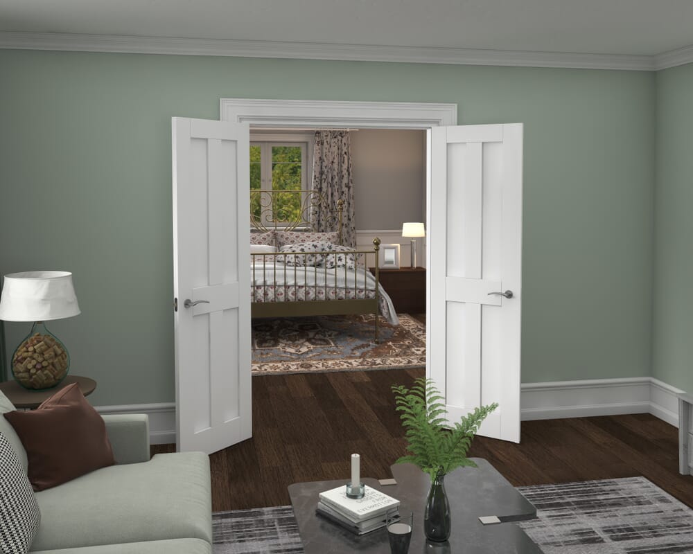 1276x2021x133mm Victorian Shaker 4 Panel White French Door Set