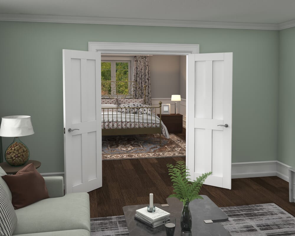 1428x2021x133mm Victorian Shaker 4 Panel White French Door Set