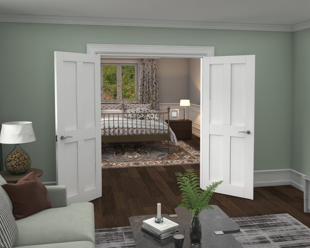 1580x2021x133mm Victorian Shaker 4 Panel White French Door Set