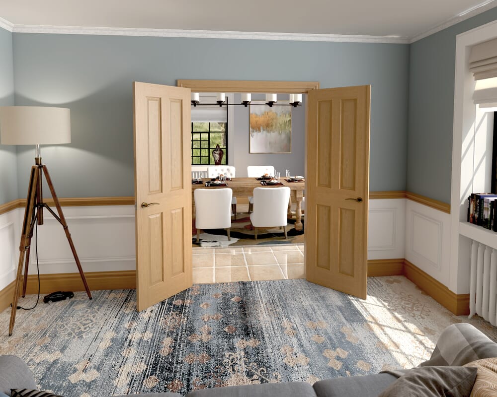 1276x2021x133mm Traditional Victorian 4 Panel Oak French Door Set