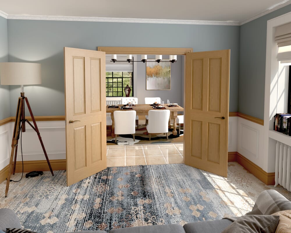 1478x2021x133mm Traditional Victorian 4 Panel Oak French Door Set
