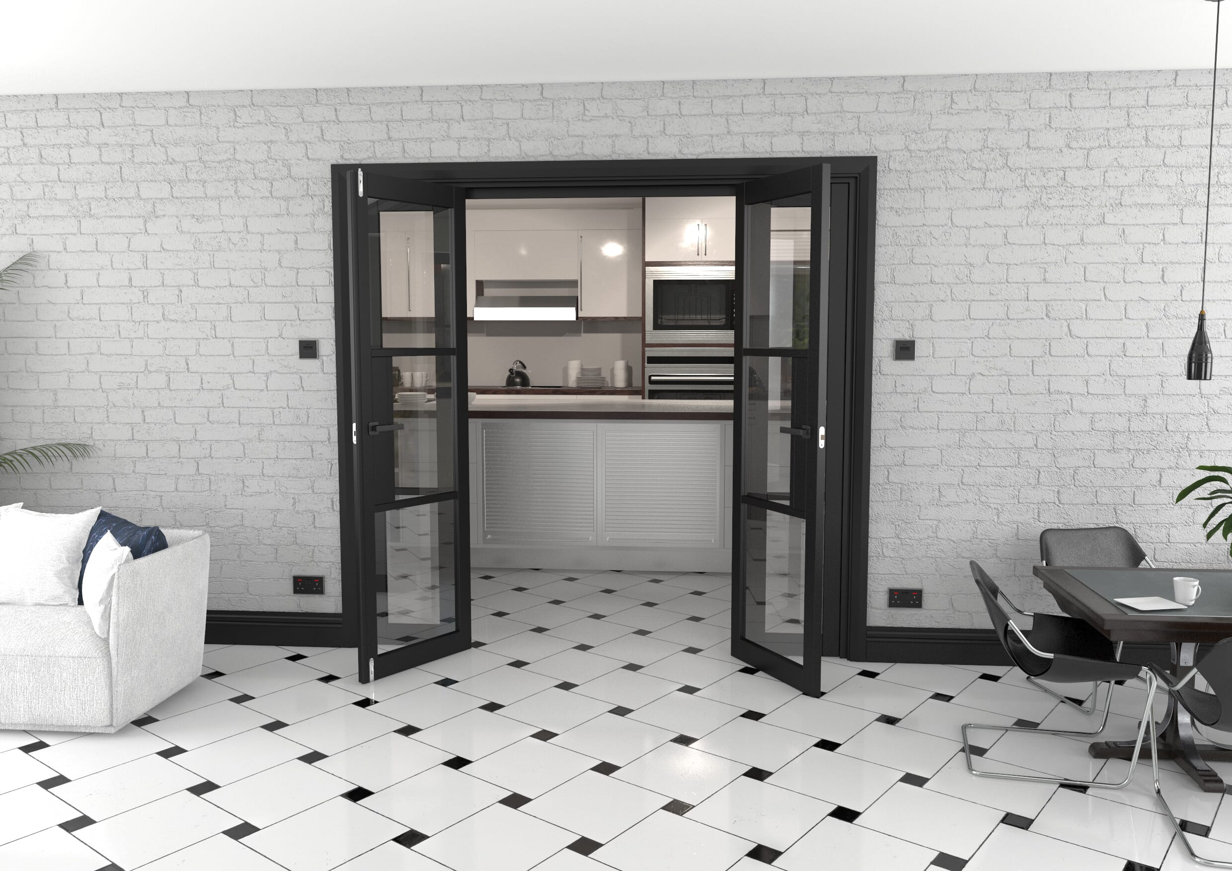 Heritage Black Glazed Prefinished French Door Set 2076mm(W) x 2021mm(H)