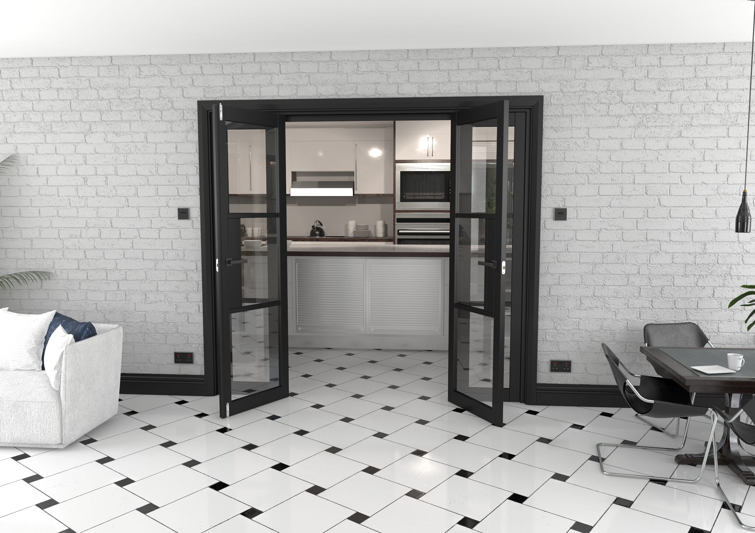 Heritage Black Glazed Prefinished French Door Set 2152mm(W) x 2021mm(H)