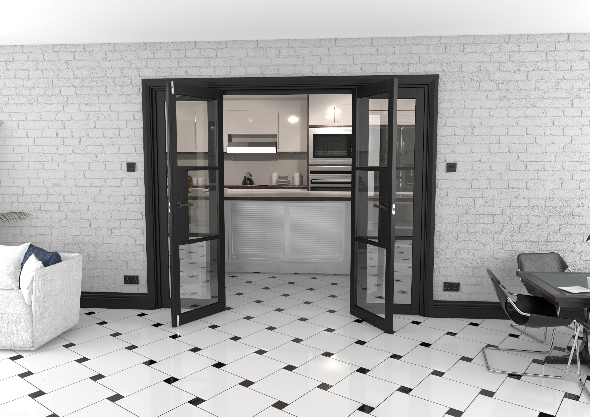 Heritage Black Glazed Prefinished French Door Set 2380mm(W) x 2021mm(H)