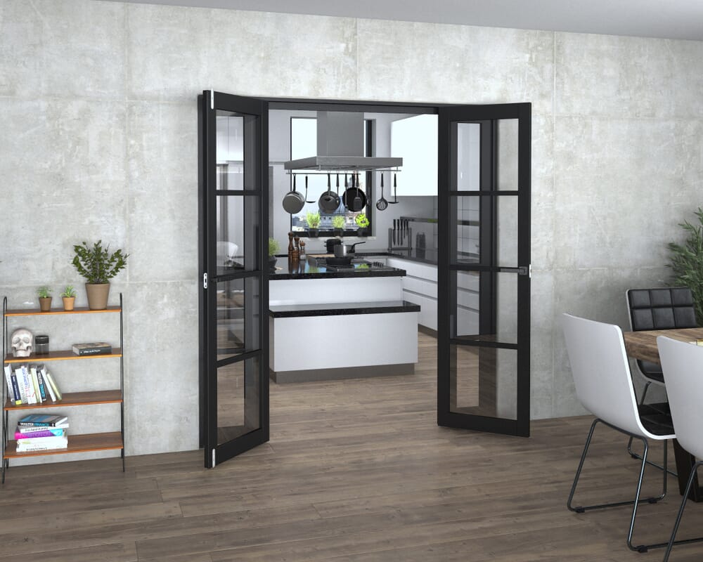Black Kensington 4L Clear Glass Prefinished French Door Set 1850mm(W) x 2021mm(H)