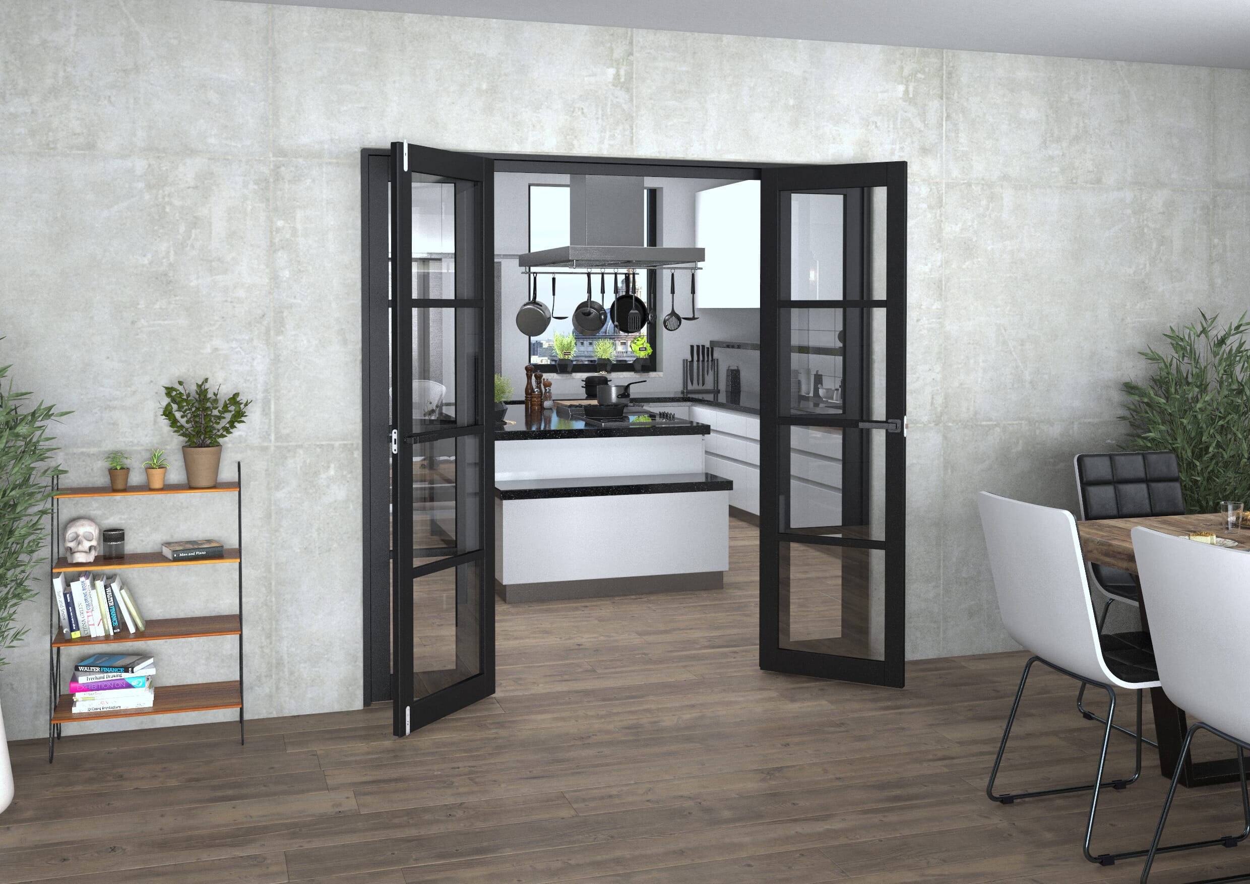 Black Kensington 4L Clear Glass Prefinished French Door Set 2002mm(W) x 2021mm(H)