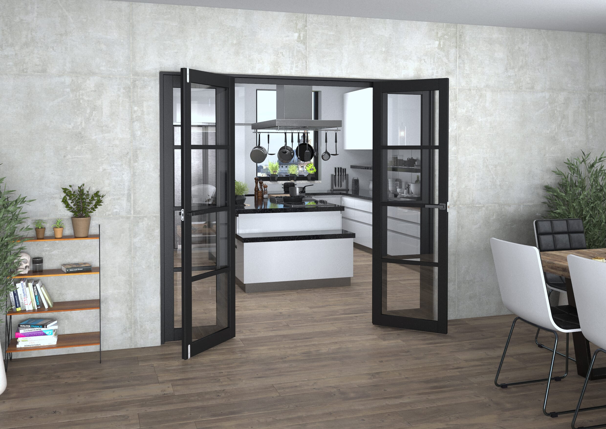 Black Kensington 4L Clear Glass Prefinished French Door Set 2228mm(W) x 2021mm(H)