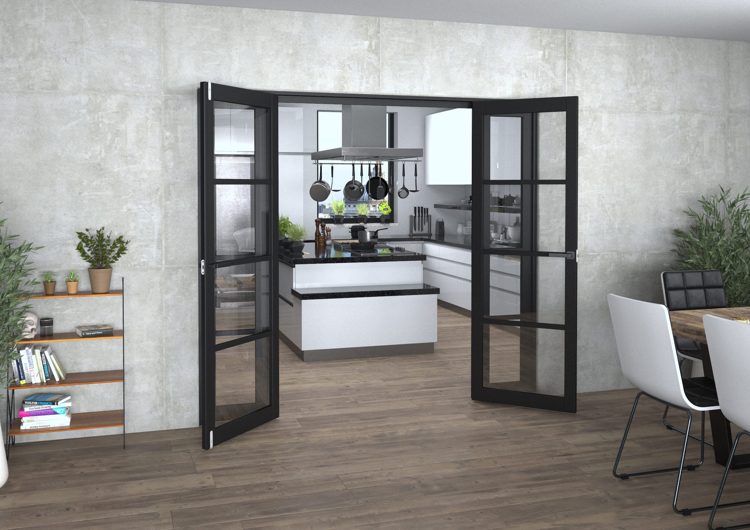 Black Kensington 4L Clear Glass Prefinished French Door Set 2228mm(W) x 2021mm(H)