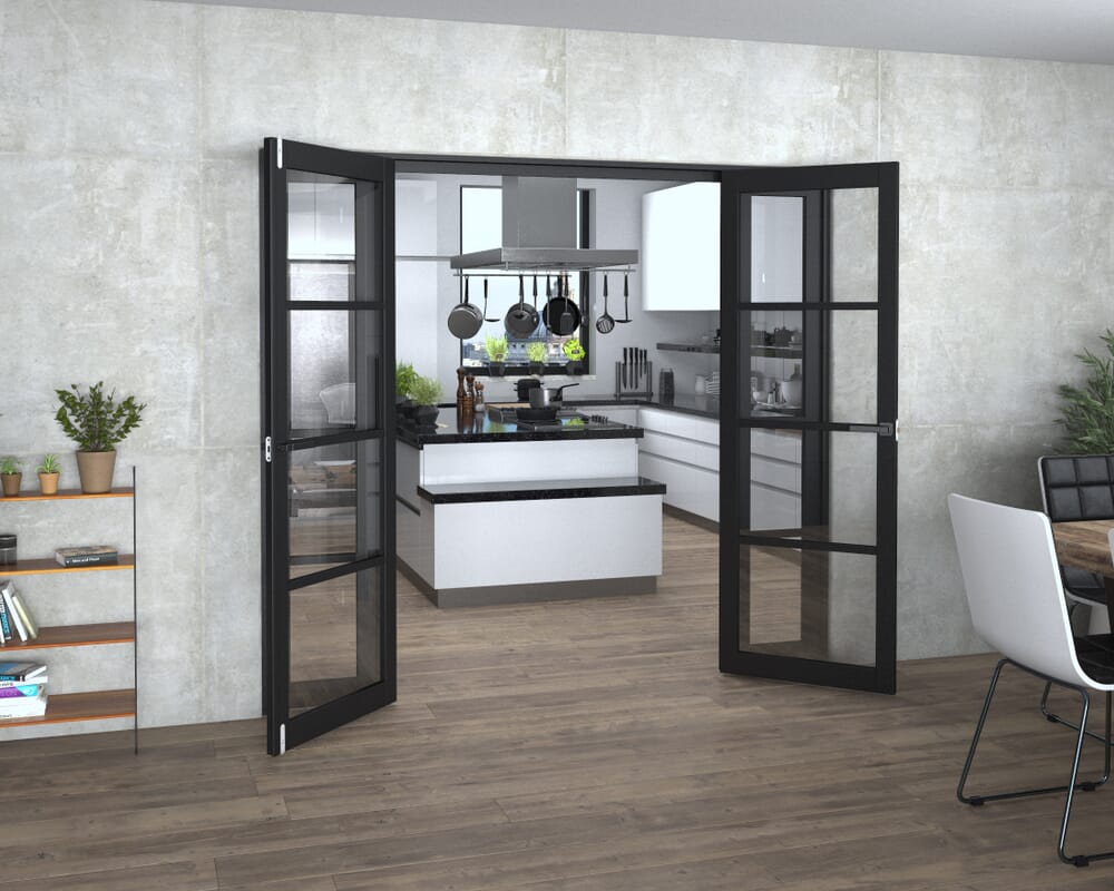 Black Kensington 4L Clear Glass Prefinished French Door Set 2228mm(W) x 2021mm(H)
