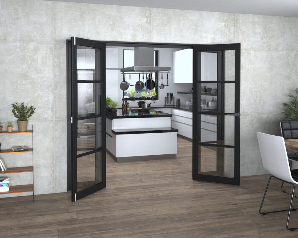 Black Kensington 4L Clear Glass Prefinished French Door Set 2304mm(W) x 2021mm(H)