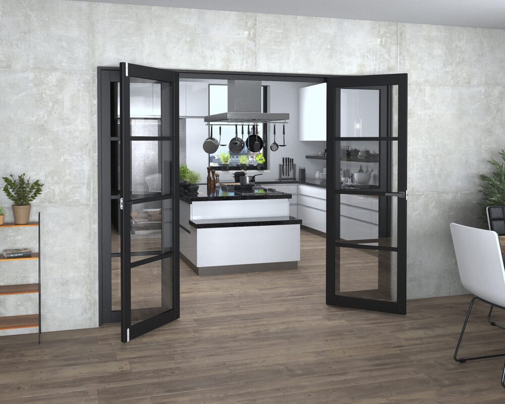 Black Kensington 4L Clear Glass Prefinished French Door Set 2532mm(W) x 2021mm(H)