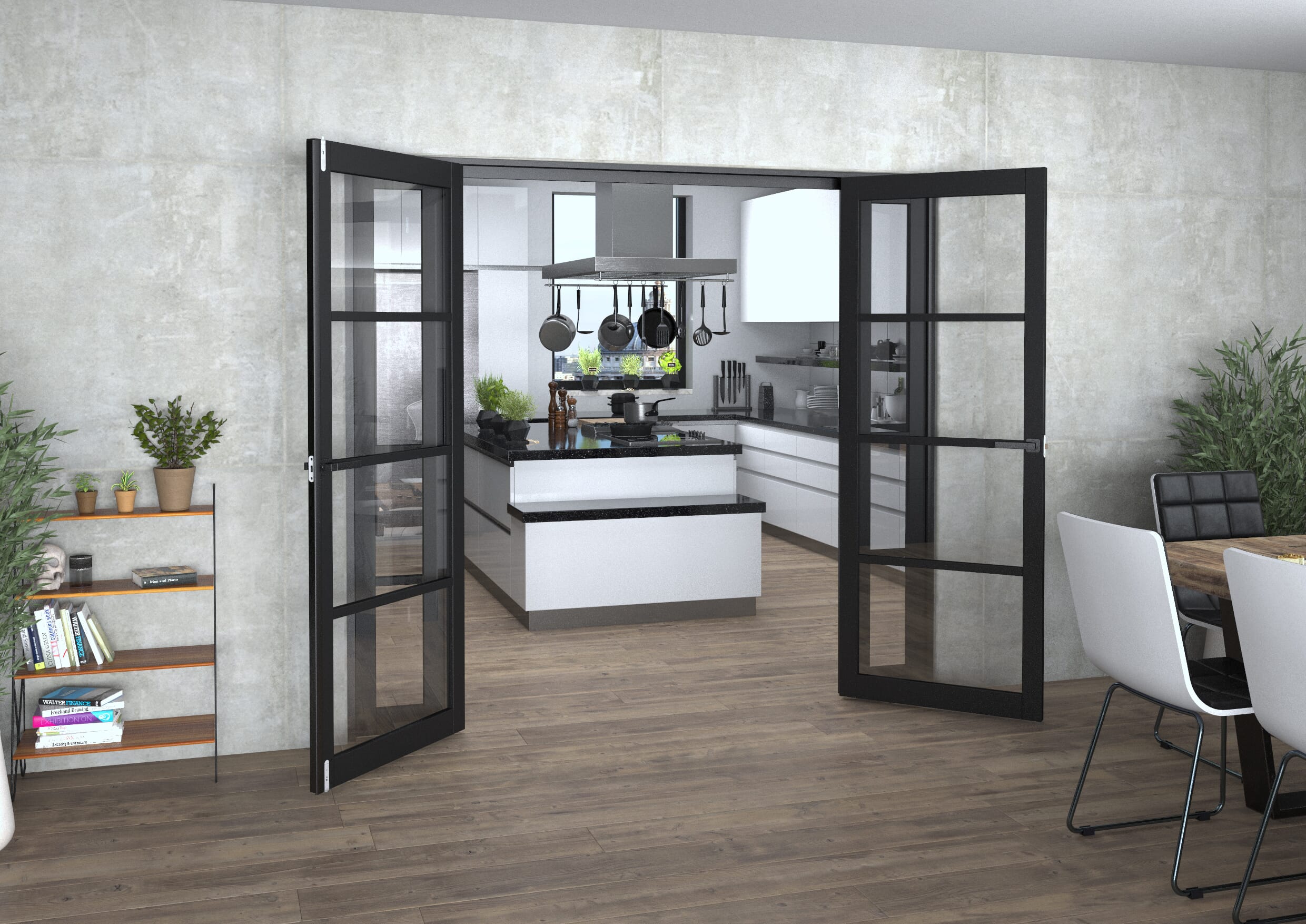 Black Kensington 4L Clear Glass Prefinished French Door Set 2228mm(W) x 2021mm(H)