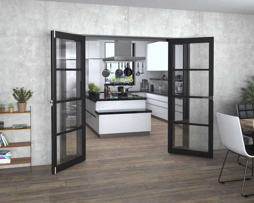 Black Kensington 4L Clear Glass Prefinished French Door Set 2228mm(W) x 2021mm(H)