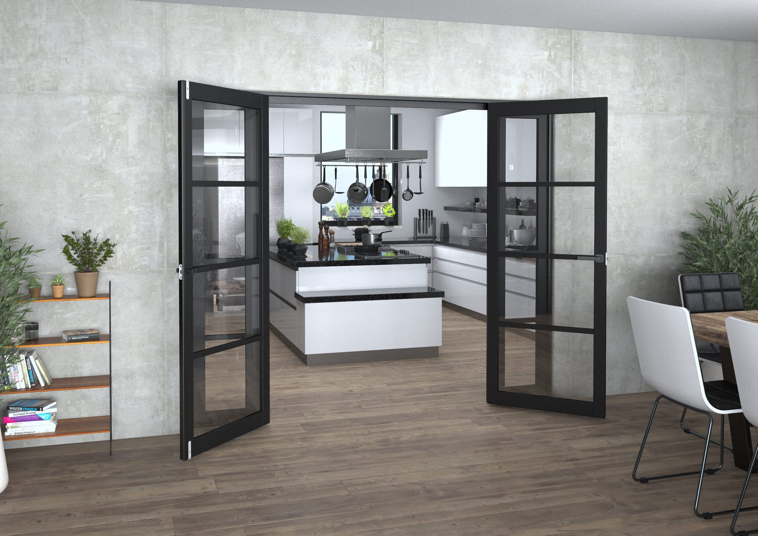 Black Kensington 4L Clear Glass Prefinished French Door Set 2228mm(W) x 2021mm(H)