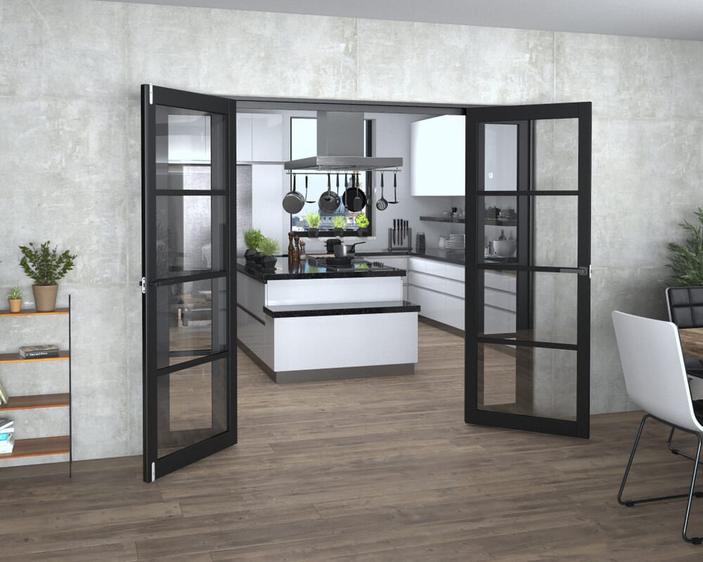 Black Kensington 4L Clear Glass Prefinished French Door Set 2228mm(W) x 2021mm(H)