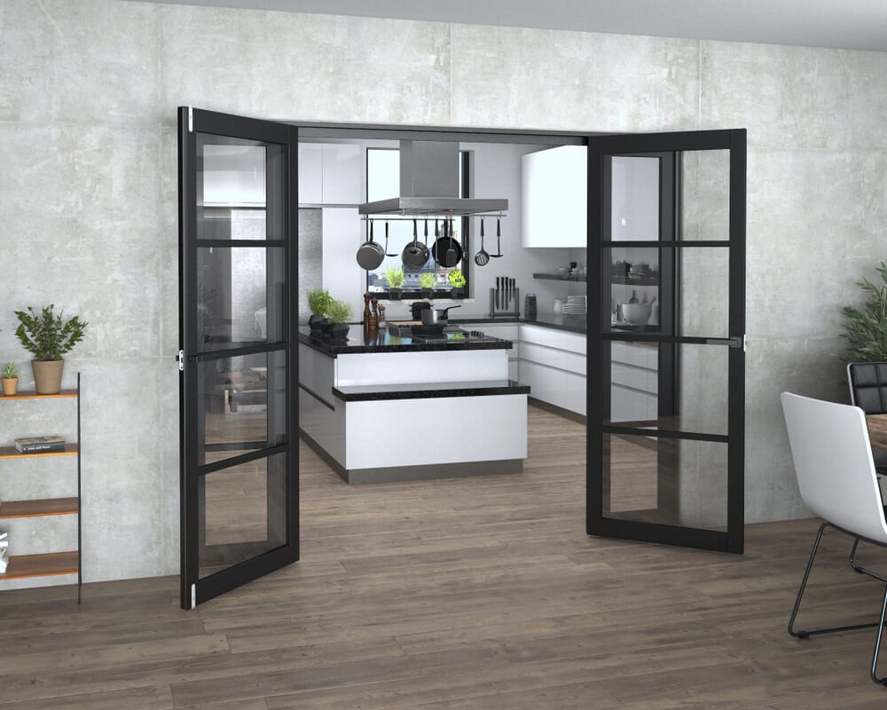 Black Kensington 4L Clear Glass Prefinished French Door Set 2456mm(W) x 2021mm(H)