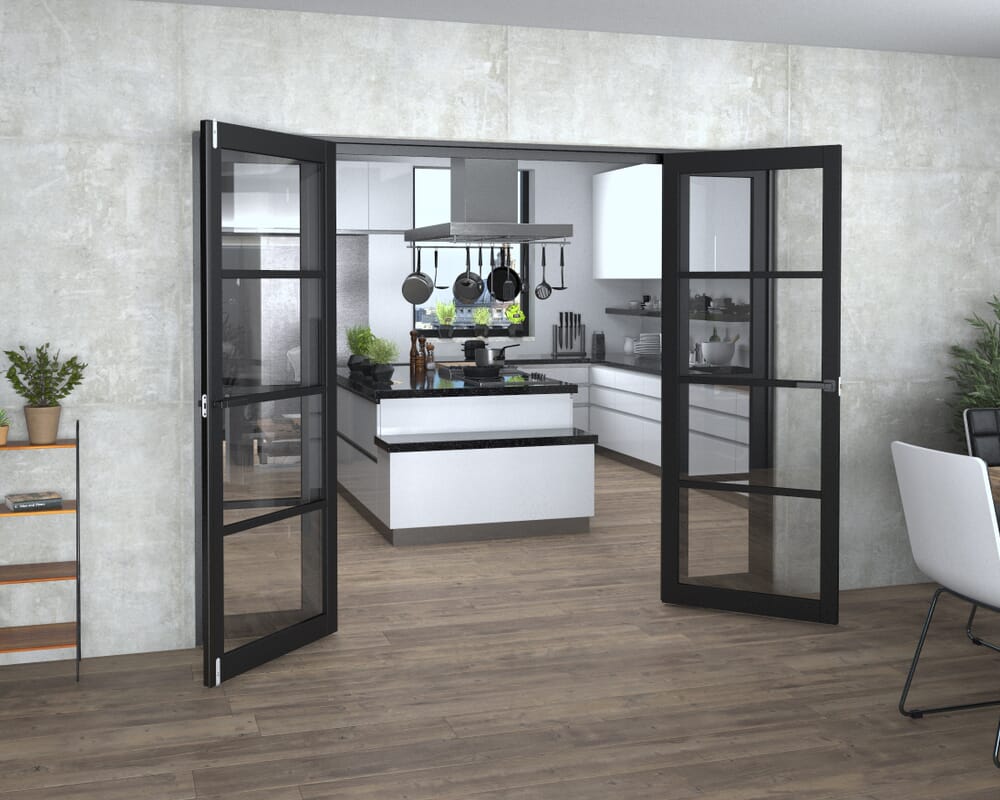 Black Kensington 4L Clear Glass Prefinished French Door Set 2532mm(W) x 2021mm(H)