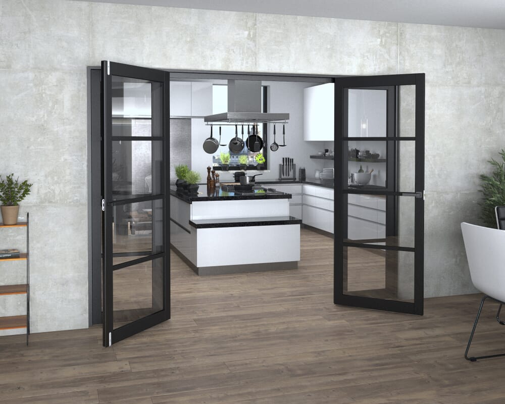 Black Kensington 4L Clear Glass Prefinished French Door Set 2684mm(W) x 2021mm(H)