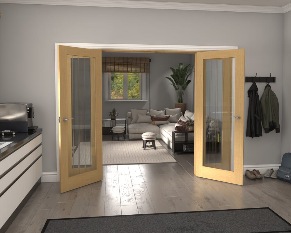 2682x2021x133mm Mexicano P10 Glazed Oak Prefinished French Door Set