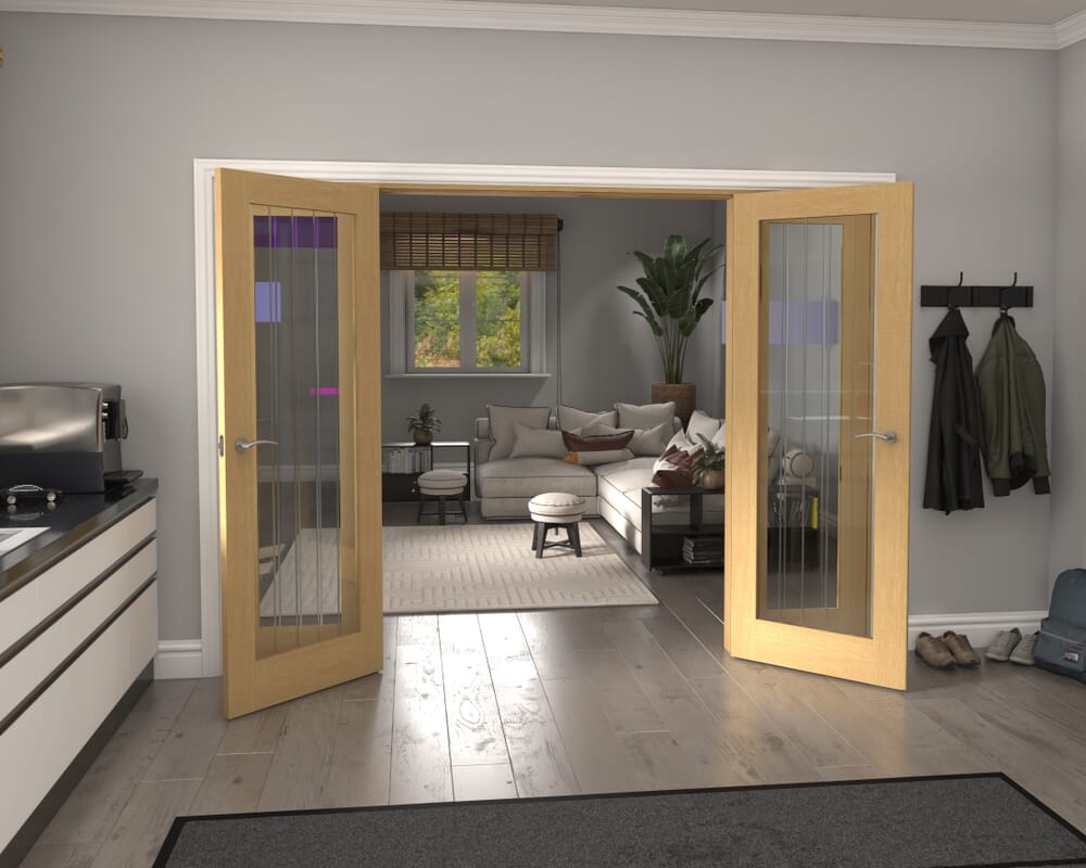 2762x2021x133mm Mexicano P10 Glazed Oak Prefinished French Door Set