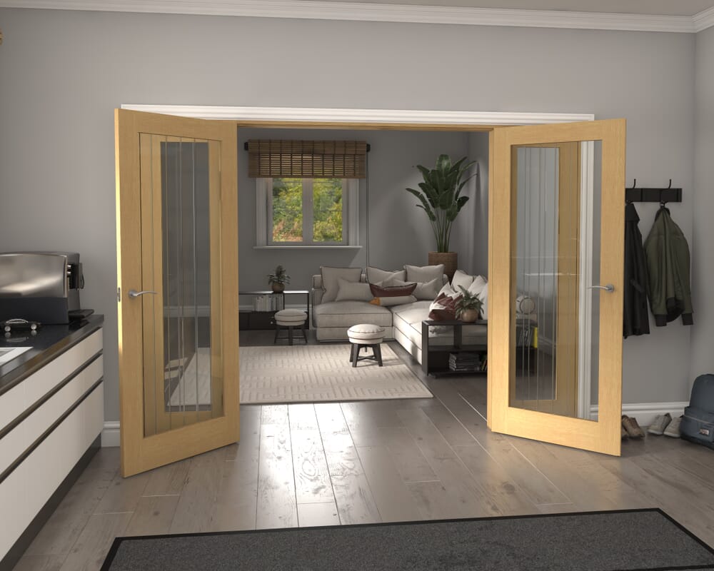 2834x2021x133mm Mexicano P10 Glazed Oak Prefinished French Door Set