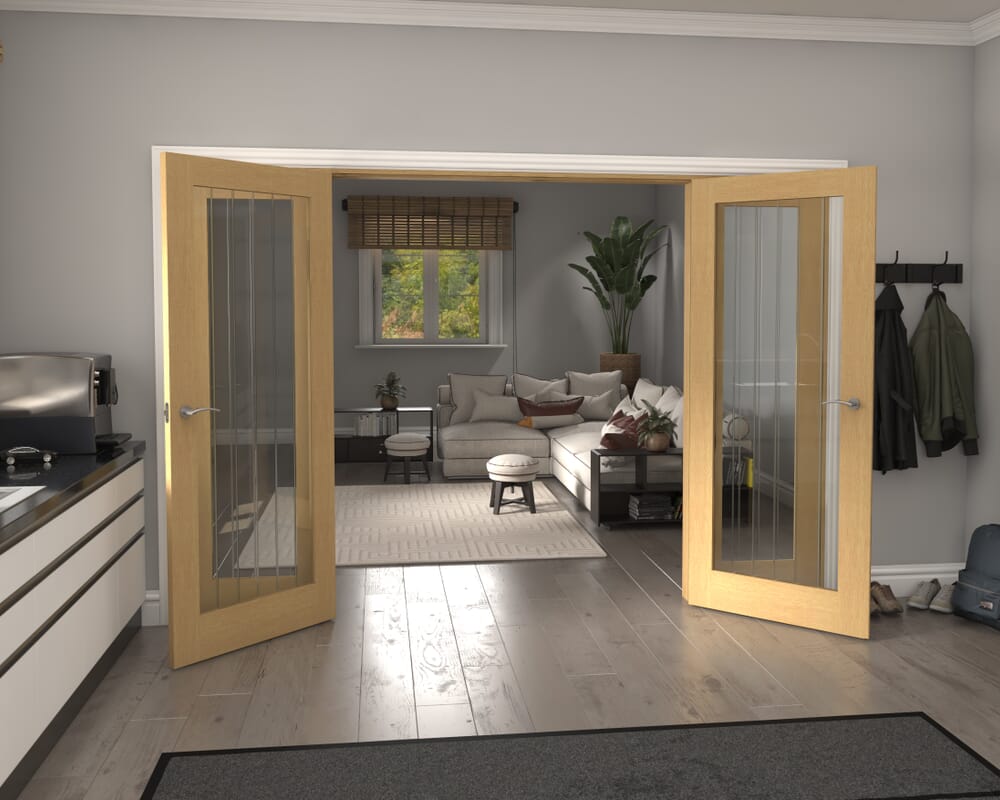 2988x2021x133mm Mexicano P10 Glazed Oak Prefinished French Door Set