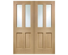 Malton Oak Rebated Pair - Clear Glazed  Internal Doors