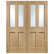 Malton Oak Rebated Pair Clear Glazed Internal Doors At Vivid Doors