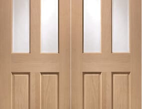 1524x1981x40mm (60") Malton Oak Pair - Clear Glazed  Door