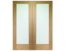 Pattern 10 Door Rebated Pair Oak - Clear Glass Internal Doors