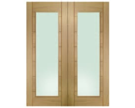 Palermo Oak Original Rebated Pair - Clear Glass Internal Doors