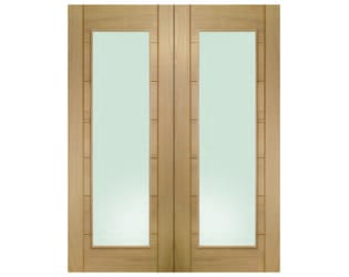 Palermo Oak Pair - Clear Glass Internal Doors
