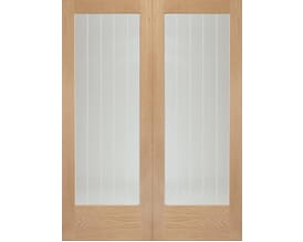 Suffolk Oak Original Pattern 10 Rebated Pair - Clear Etched Glass Internal Doors