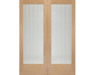 Suffolk Oak Original Pattern 10 Pair - Clear Etched Glass Internal Doors