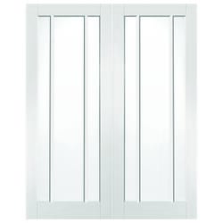 White Primed Worcester Door Rebated Pair with Clear Glass