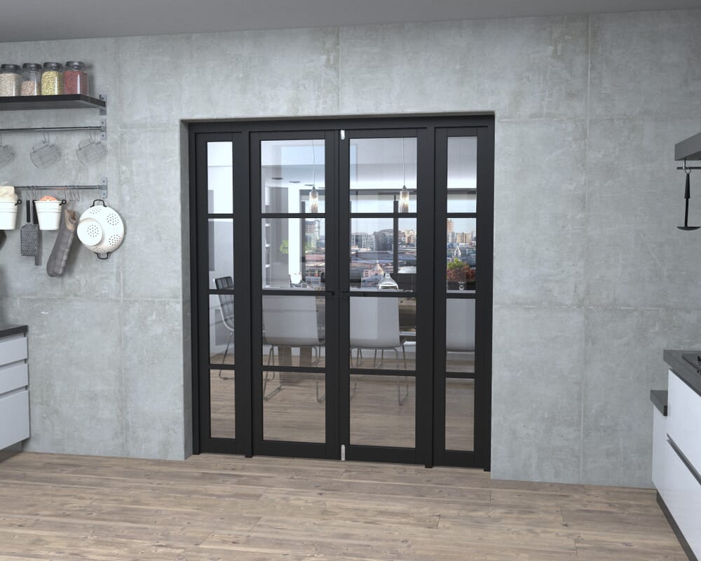 Black Kensington 4L Clear Glass Prefinished French Door Set 1770mm(W) x 2021mm(H)