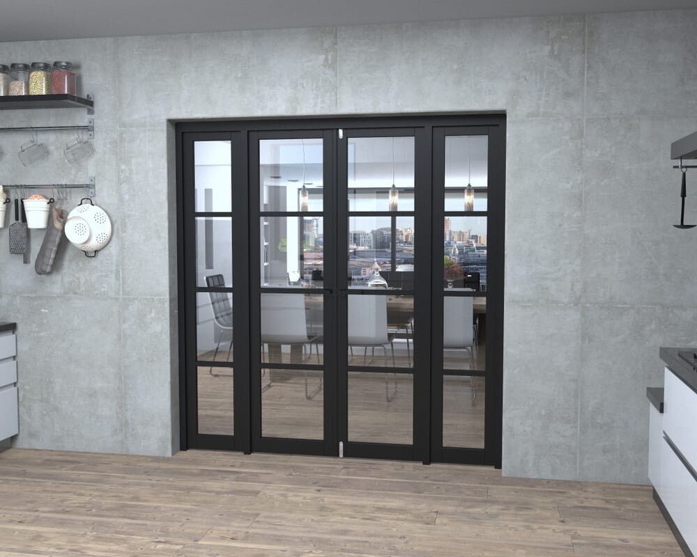 Black Kensington 4L Clear Glass Prefinished French Door Set 1922mm(W) x 2021mm(H)