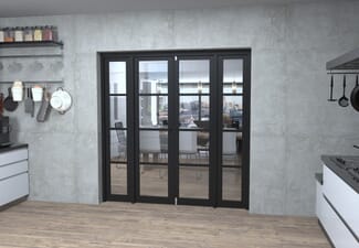 Black Kensington 4L Clear Glass Prefinished French Door Set 1922mm(W) x 2021mm(H)