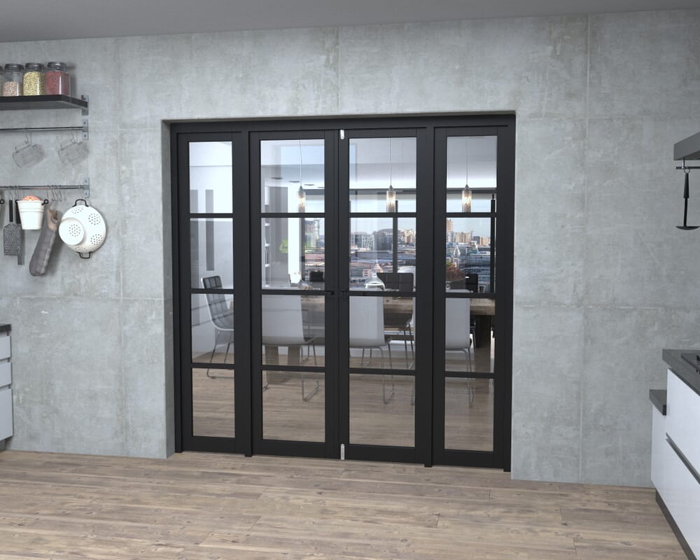 Black Kensington 4L Clear Glass Prefinished French Door Set 1998mm(W) x 2021mm(H)