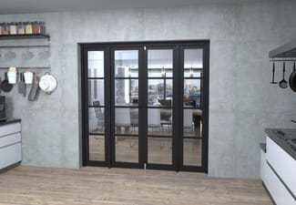 Black Kensington 4L Clear Glass Prefinished French Door Set 1998mm(W) x 2021mm(H)