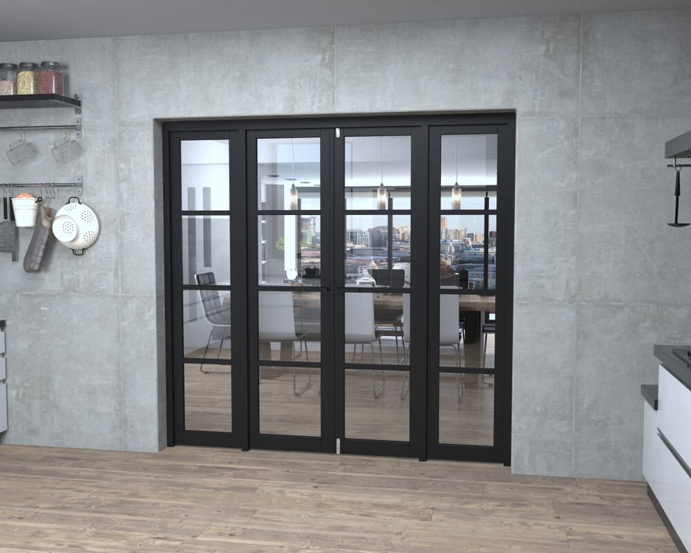 Black Kensington 4L Clear Glass Prefinished French Door Set 2074mm(W) x 2021mm(H)