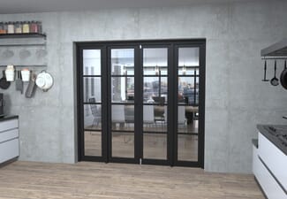 Black Kensington 4L Clear Glass Prefinished French Door Set 2074mm(W) x 2021mm(H)